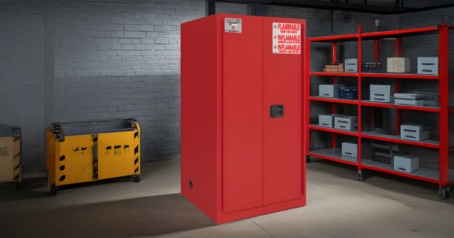 Flammable Safety Cabinet with auto-close doors (Red)