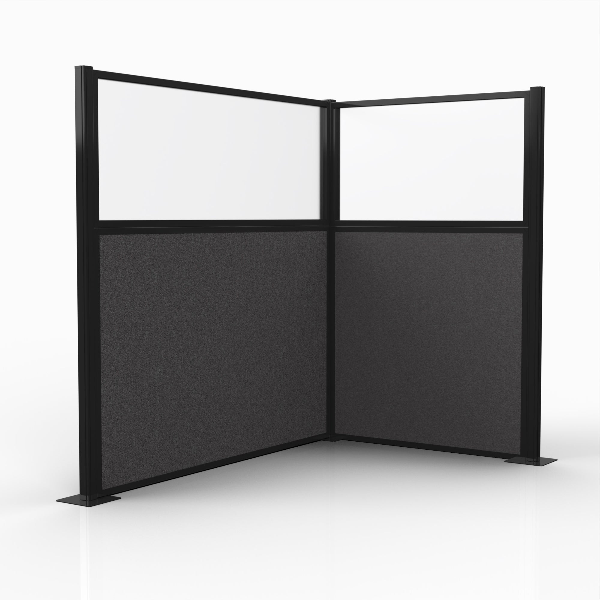 Officeflex Corner (L-Shape) 6x4 Stone with Fluted Poly Window Black Frame