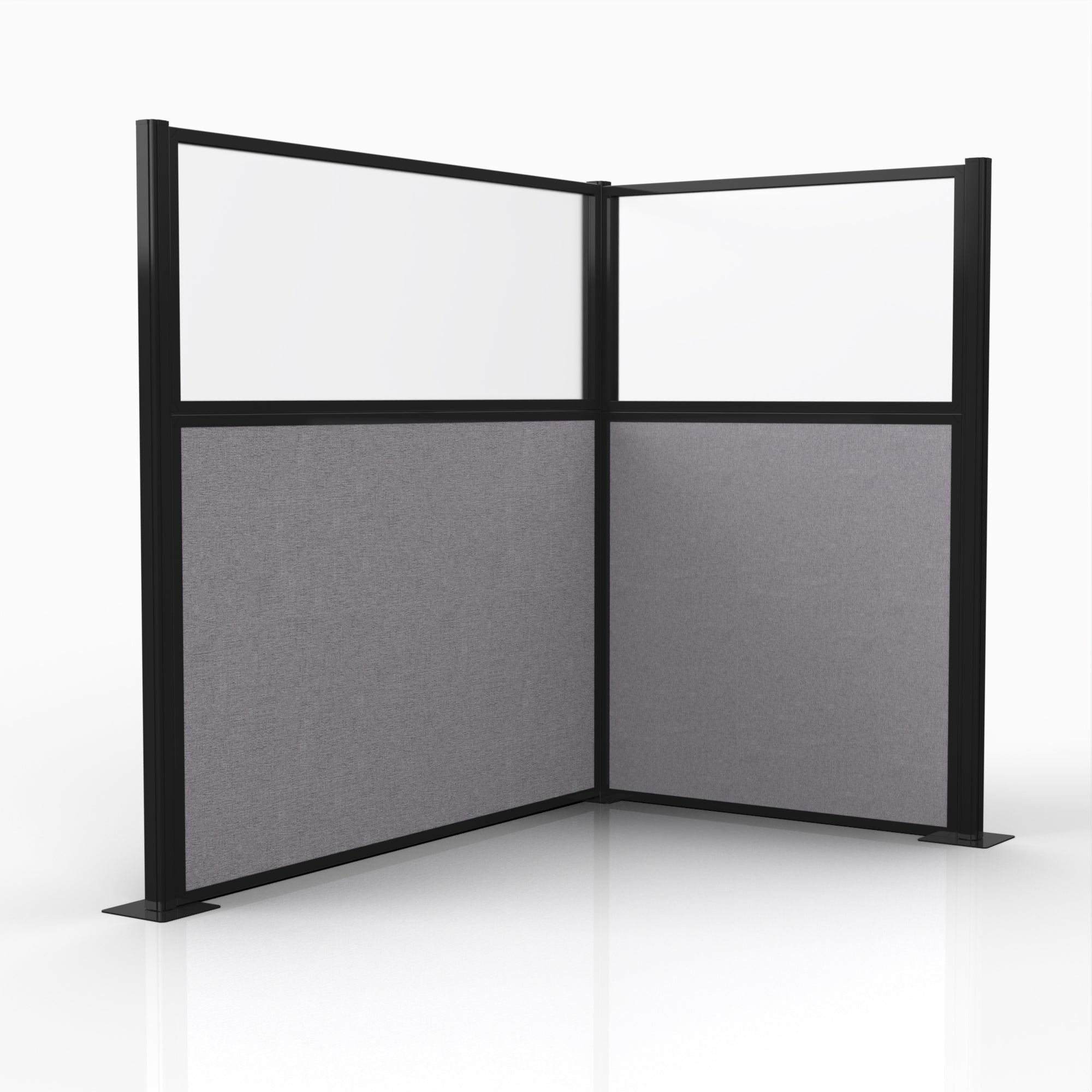 OfficeflexCorner (L-Shape) 6x4 Select Gray with Fluted Poly Window Black Frame