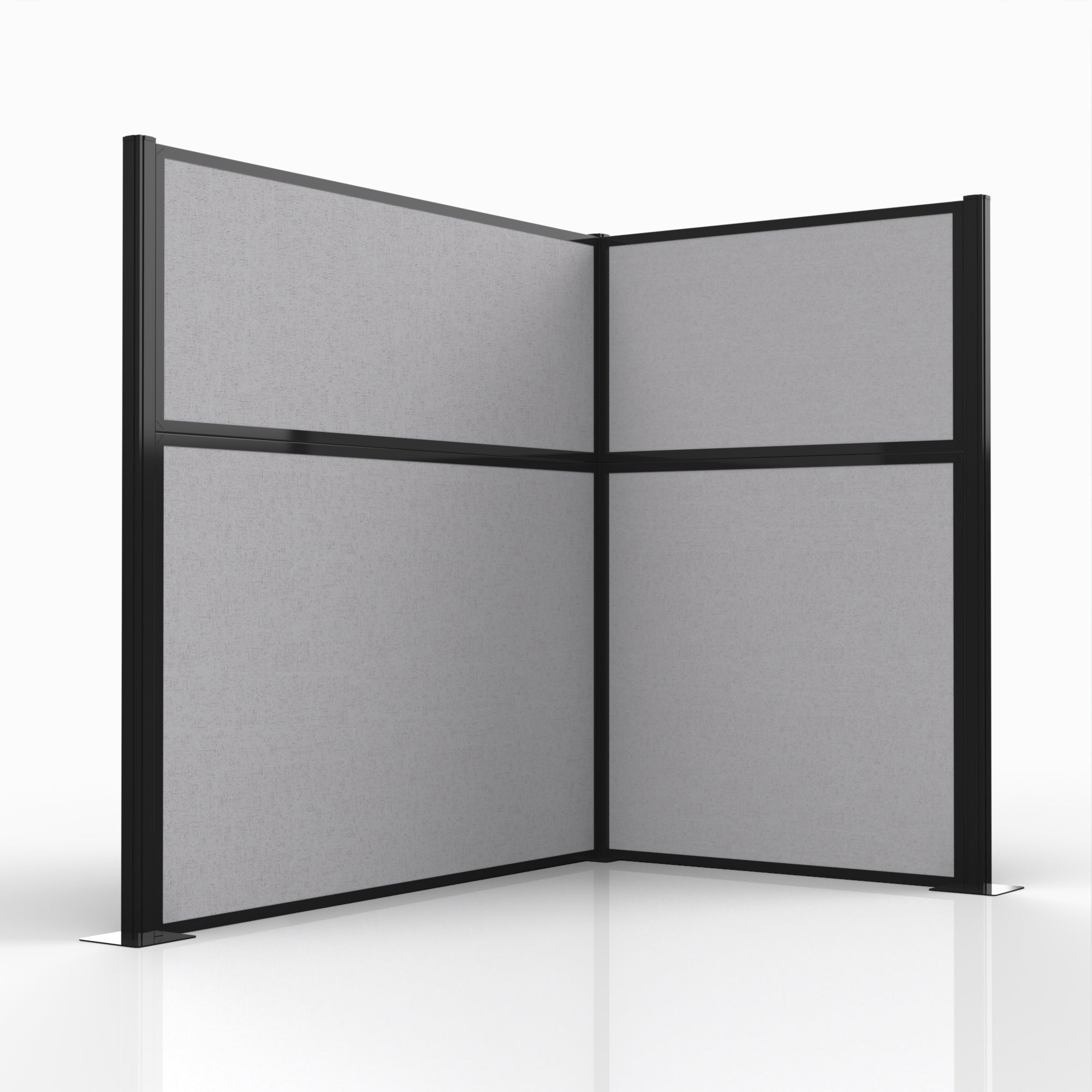 Officeflex Corner (L-Shape) 6x4 Gray Smoke  Black Frame