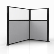 Officeflex Corner (L-Shape) 6x4 Gray Smoke with Fluted Poly Window Black Frame