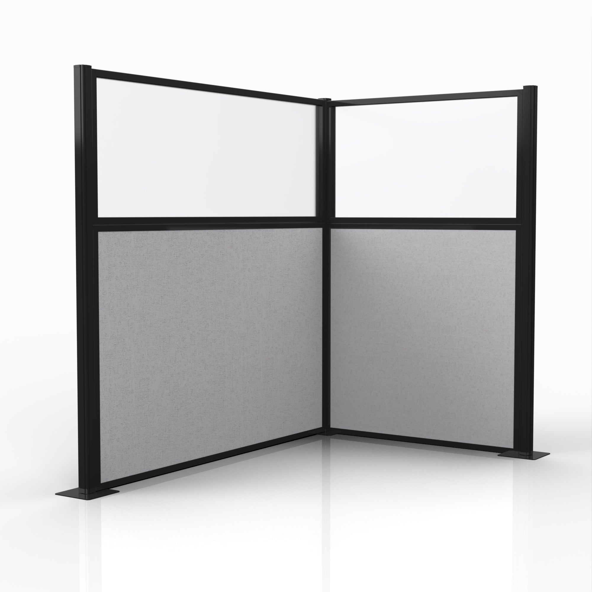 Officeflex Corner (L-Shape) 6x4 Gray Smoke with Fluted Poly Window Black Frame