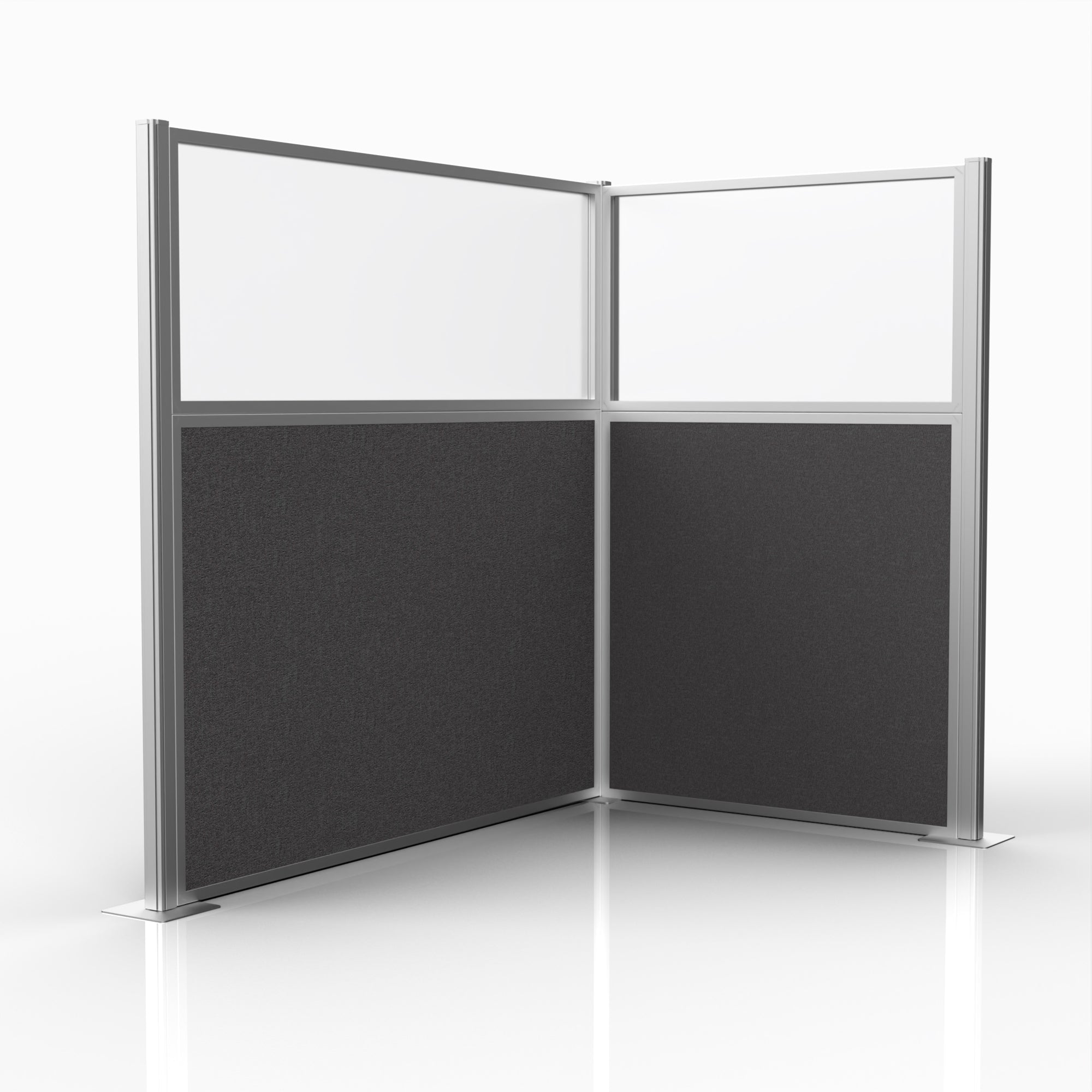 Officeflex Corner (L-Shape) 6x4 Stone with Fluted Poly Window Silver Frame