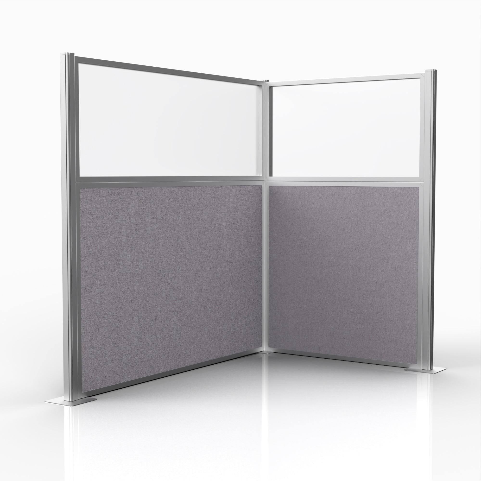 Officeflex Corner (L-Shape) 6x4 Select Gray with Fluted Poly Window Silver Frame