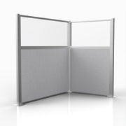 Officeflex Corner (L-Shape) 6x4 Gray Smoke with Fluted Poly Window Silver Frame