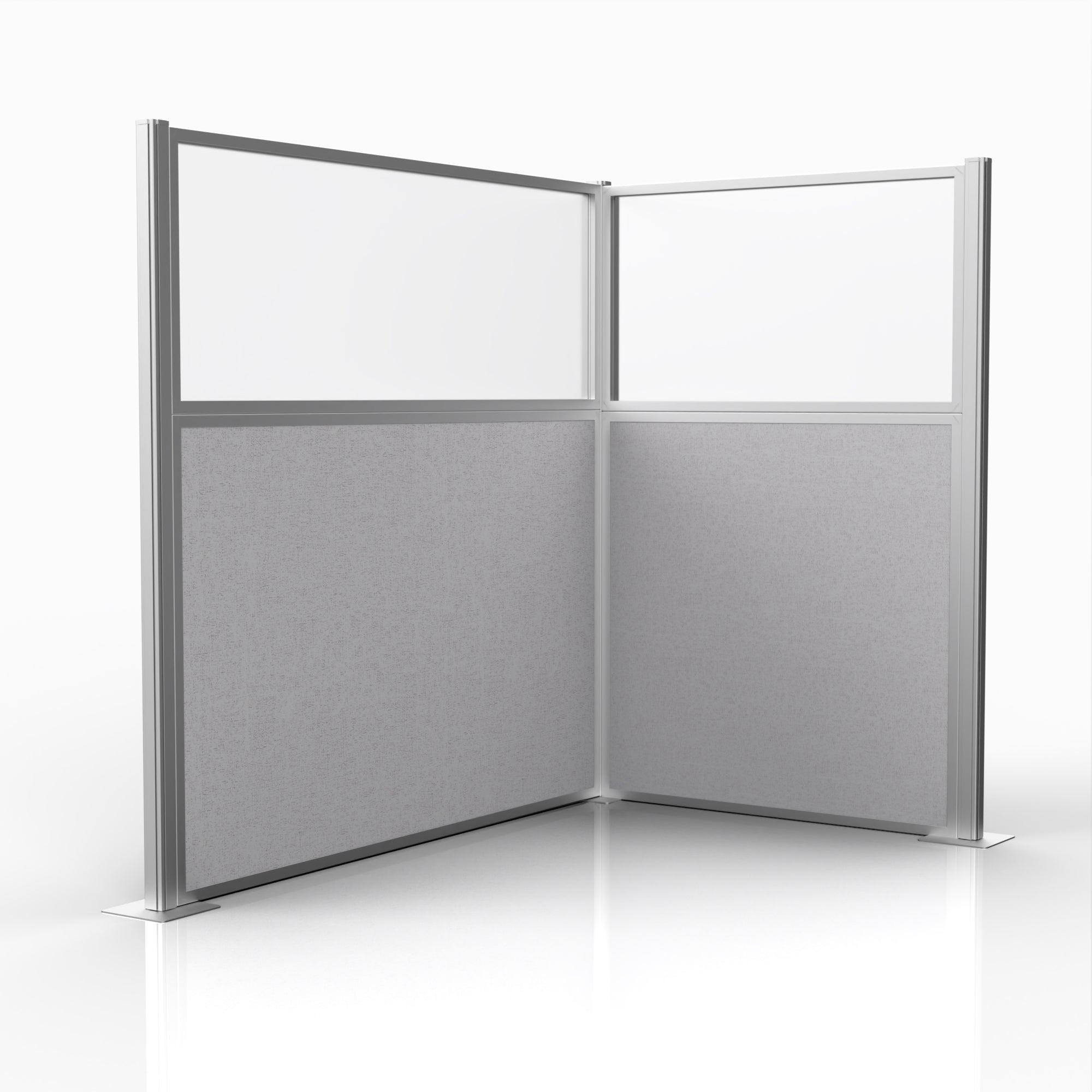 Officeflex Corner (L-Shape) 6x4 Gray Smoke with Fluted Poly Window Silver Frame