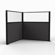 Officeflex Corner (L-Shape) 6x6 Stone with Fluted Poly Window Black Frame