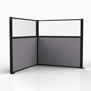 Officeflex Corner (L-Shape) 6x6 Select Gray with Fluted Poly Window Black Frame