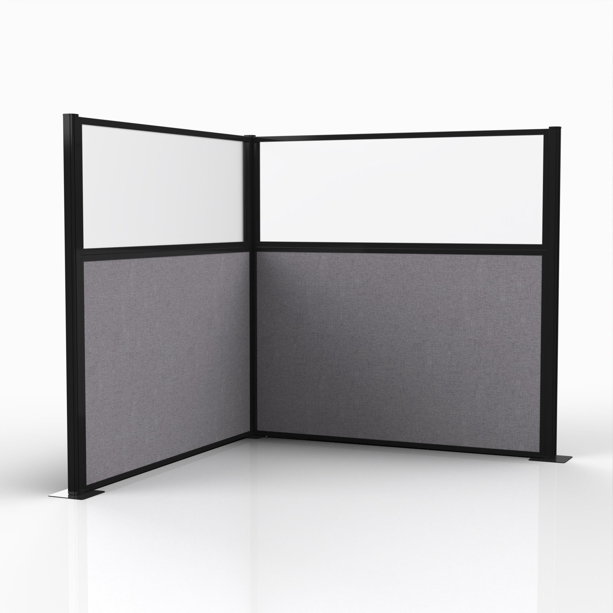 Officeflex Corner (L-Shape) 6x6 Select Gray with Fluted Poly Window Black Frame