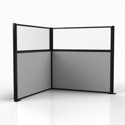 Officeflex Corner (L-Shape) 6x6 Gray Smoke with Fluted Poly Window Black Frame