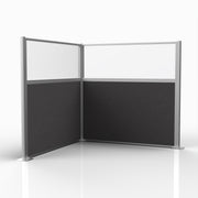 Officeflex Corner (L-Shape) 6x6 Stone with Fluted Poly Window Silver Frame