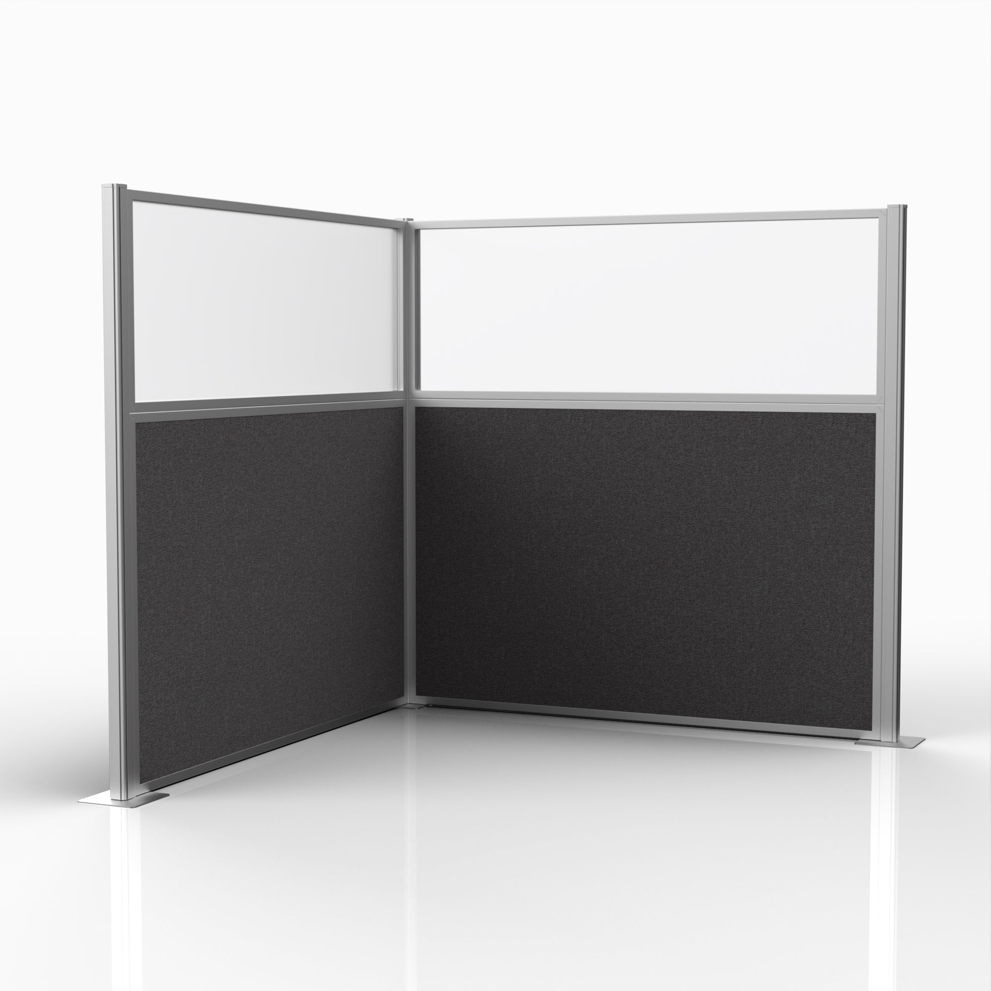 Officeflex Corner (L-Shape) 6x6 Stone with Fluted Poly Window Silver Frame