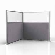 Officeflex Corner (L-Shape) 6x6 Select Gray with Fluted Poly Window Silver Frame