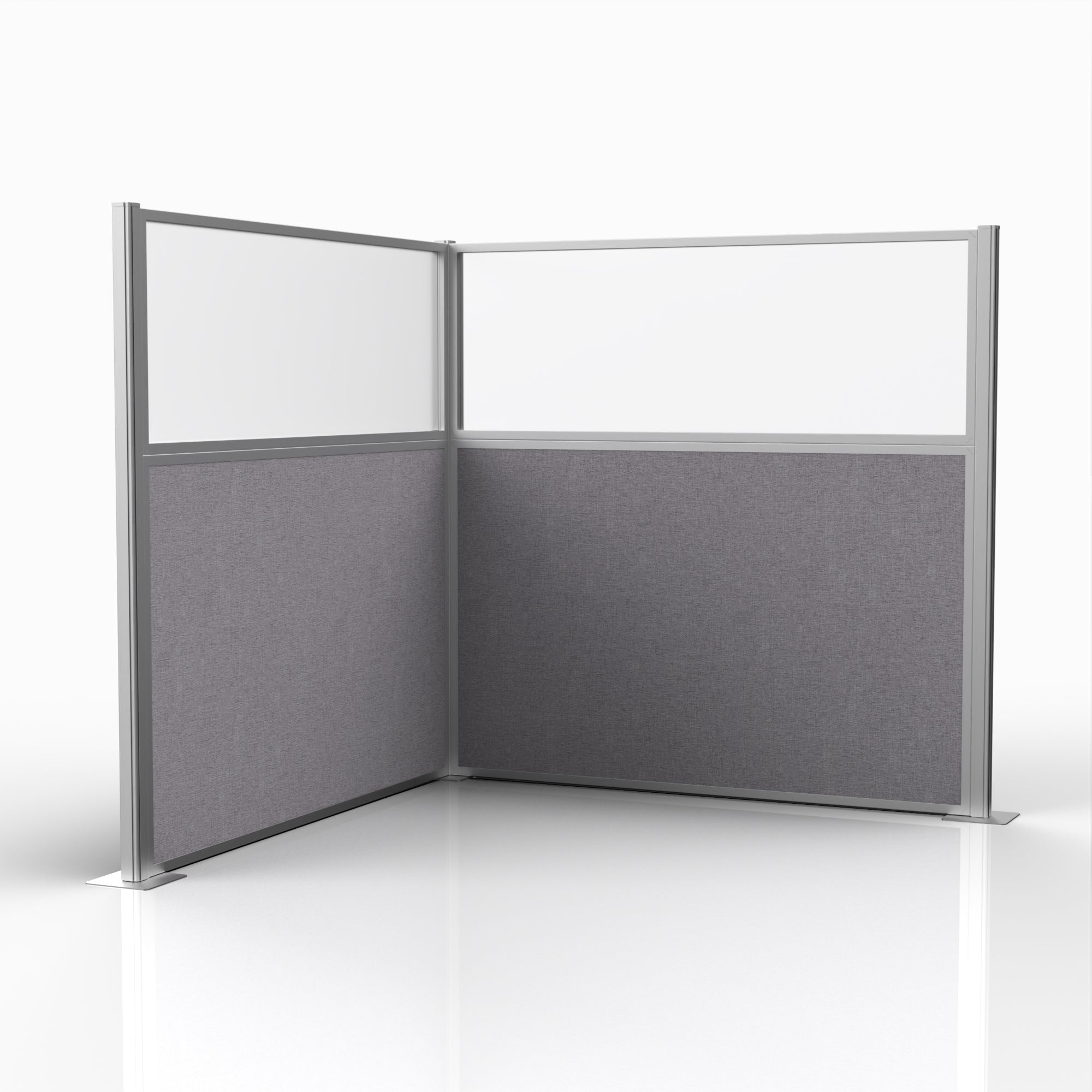Officeflex Corner (L-Shape) 6x6 Select Gray with Fluted Poly Window Silver Frame
