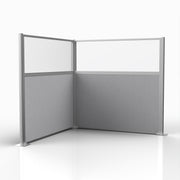 Officeflex Corner (L-Shape) 6x6 Gray Smoke with Fluted Poly Window Silver Frame
