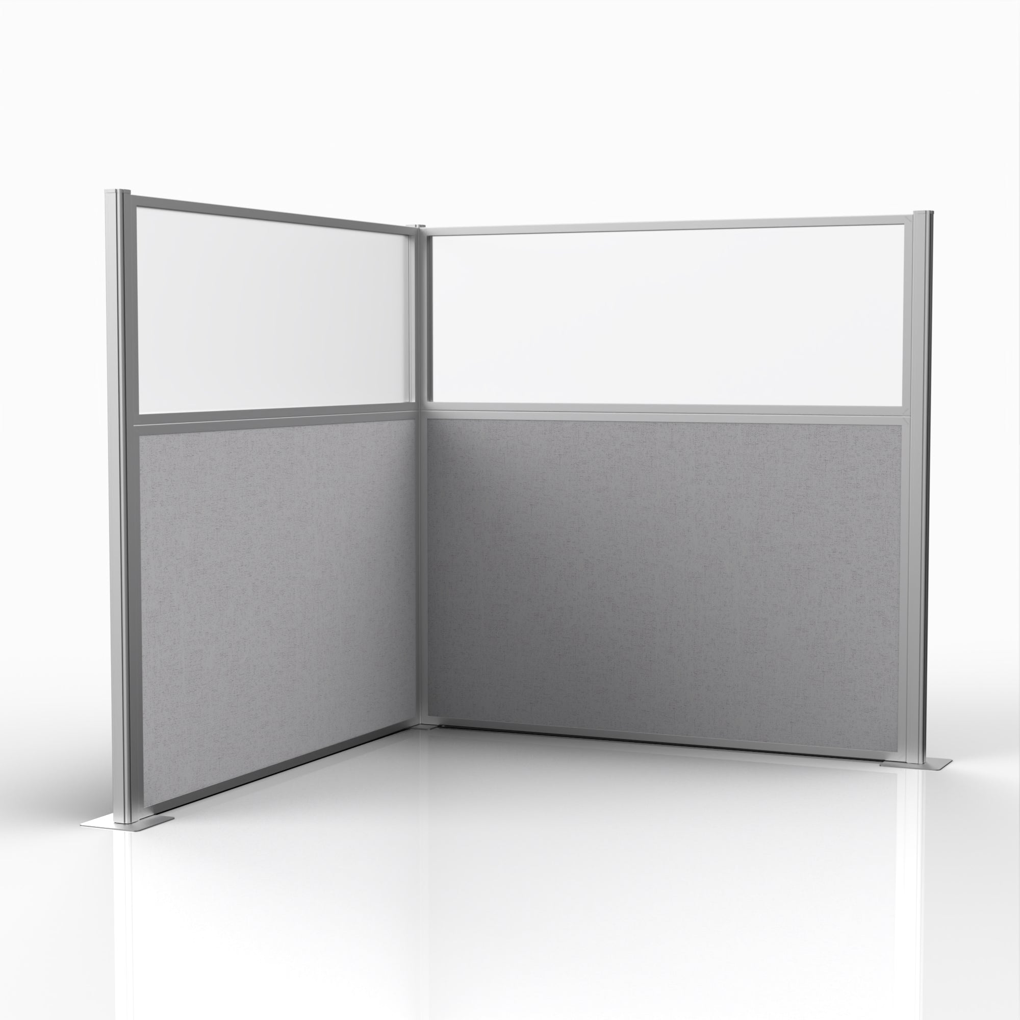 Officeflex Corner (L-Shape) 6x6 Gray Smoke with Fluted Poly Window Silver Frame