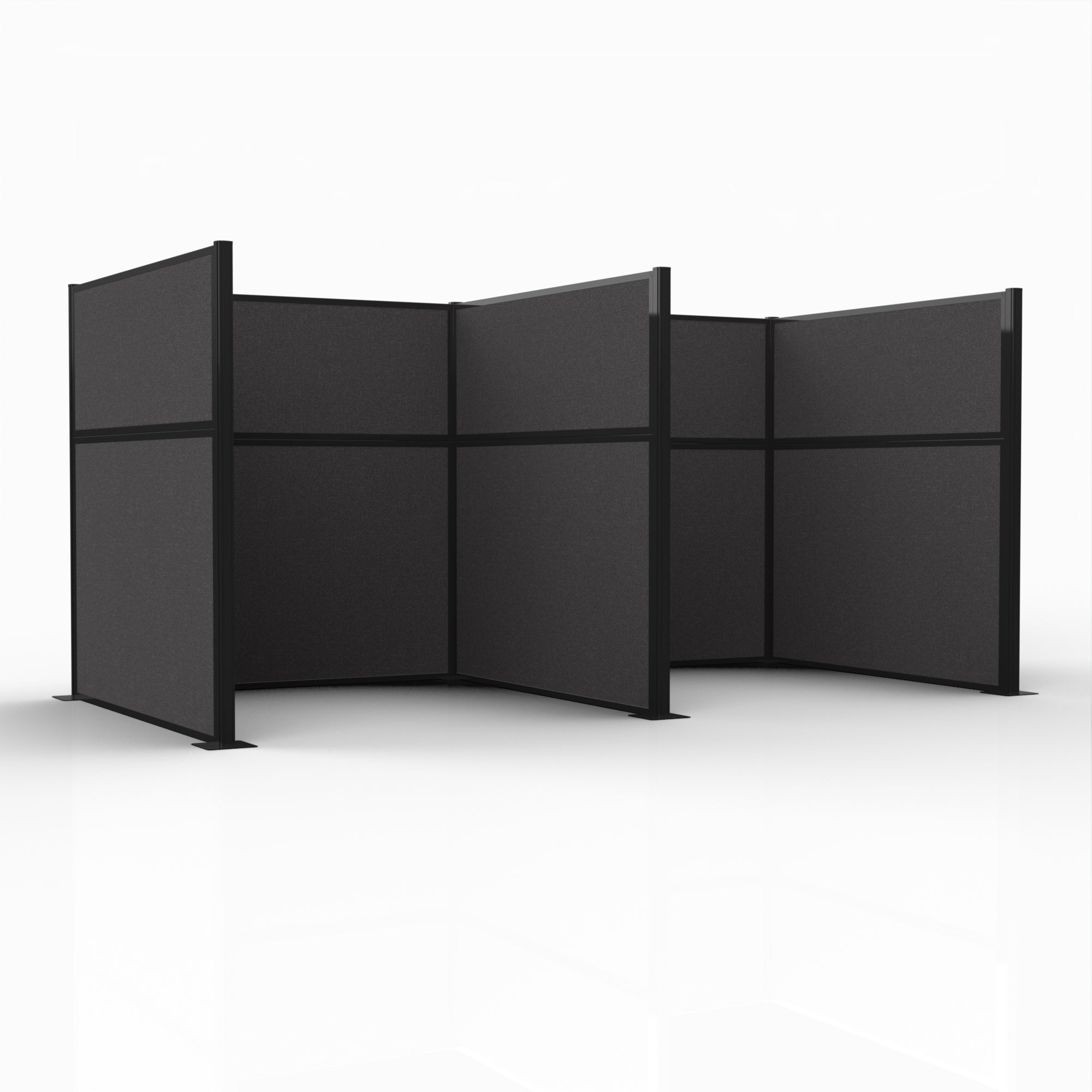 Officeflex Double (H or W-Shape) 6x6 Stone Black Frame