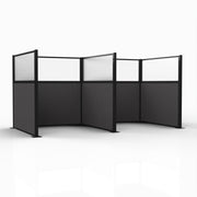 Officeflex Double (H or W-Shape) 6x6 Stone with Fluted Poly Window Black Frame