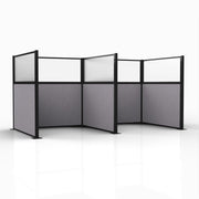Officeflex Double (H or W-Shape) 6x6 Select Gray with Fluted Poly WIndow Black Frame