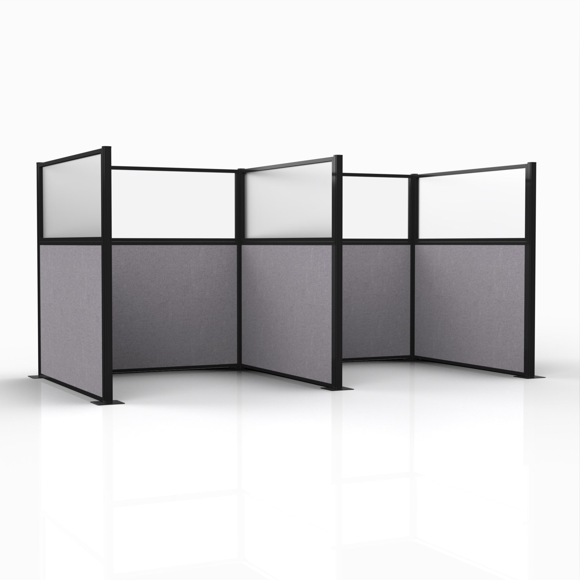 Officeflex Double (H or W-Shape) 6x6 Select Gray with Fluted Poly WIndow Black Frame