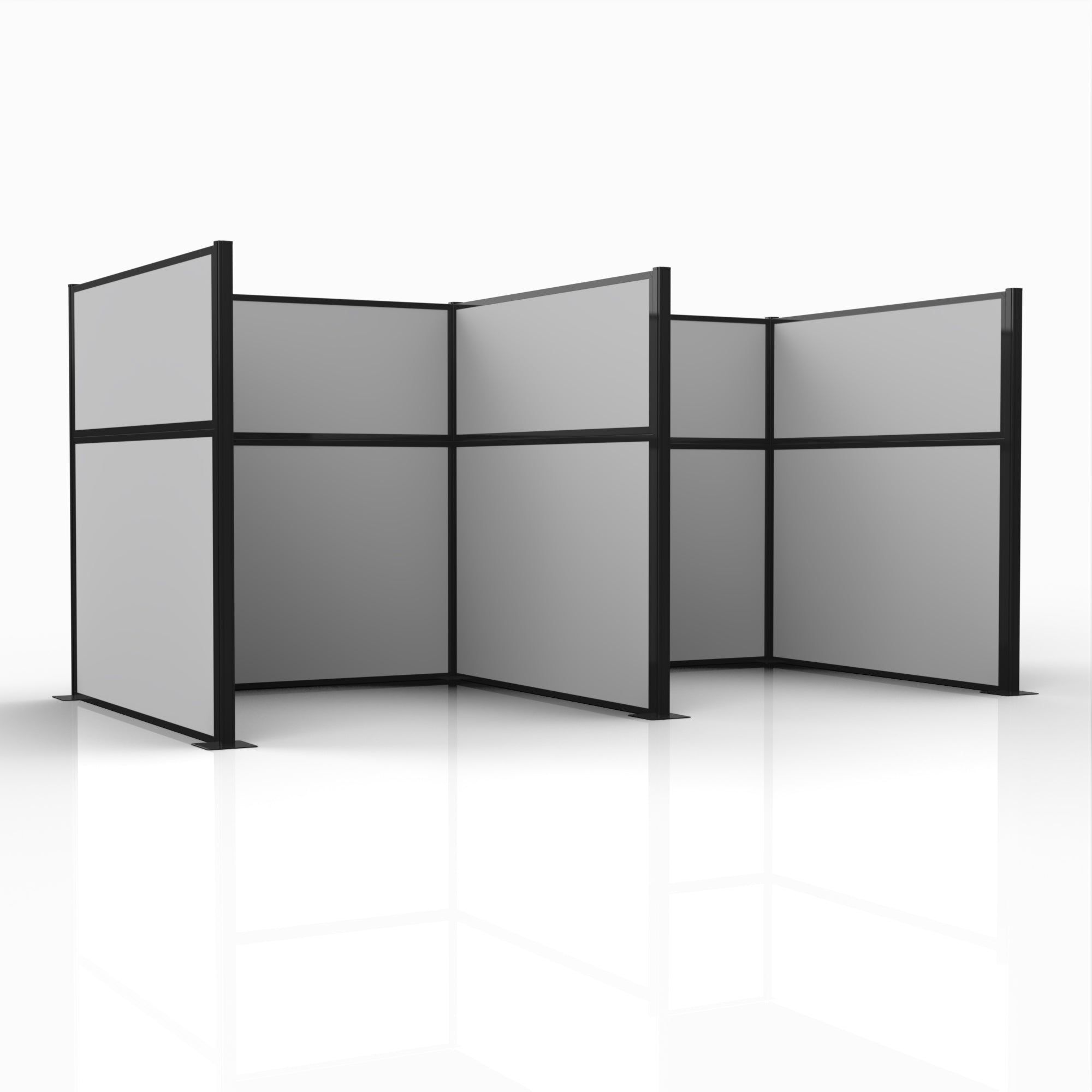 Officeflex Double (H or W-Shape) 6x6 Gray Smoke  Black Frame
