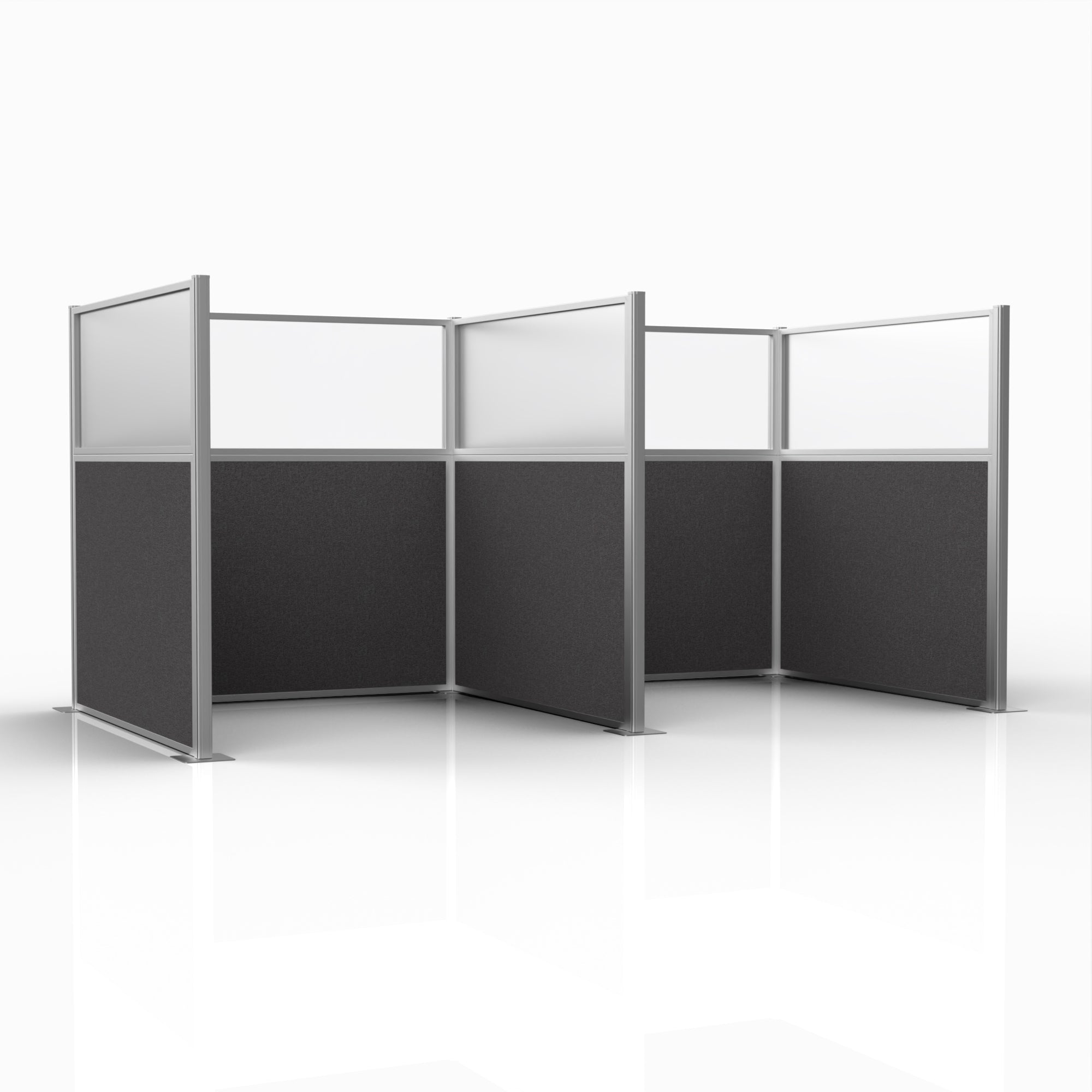 Officeflex Double (H or W-Shape) 6x6 Stone with Fluted Poly Window Silver Frame
