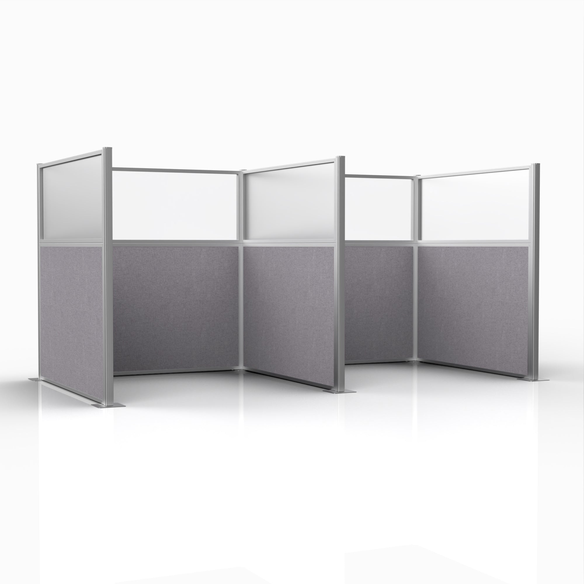 Officeflex Double (H or W-Shape) 6x6 Select Gray with Fluted Poly Window Silver Frame