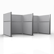 Officeflex Double (H or W-Shape) 6x6 Gray Smoke Silver Frame