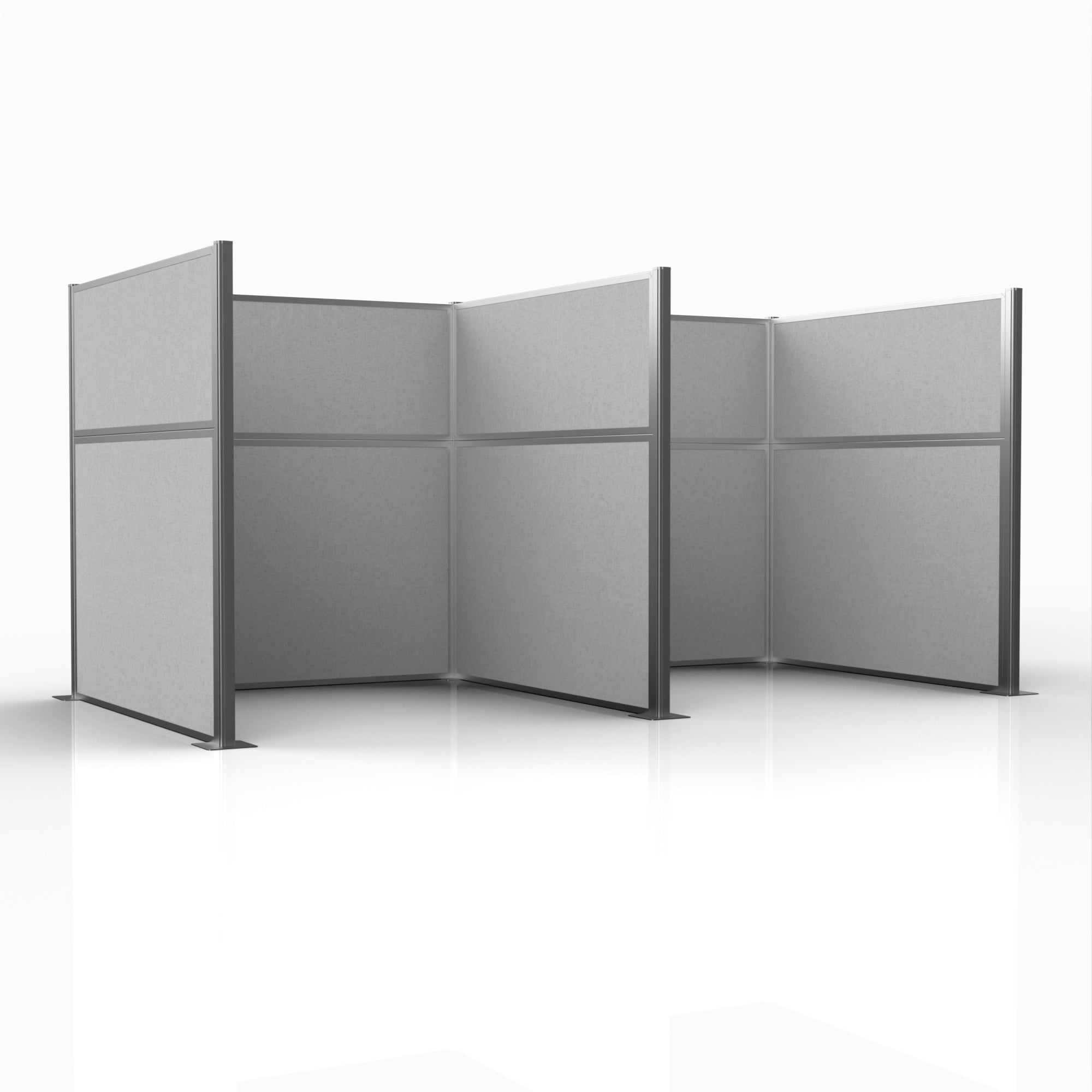 Officeflex Double (H or W-Shape) 6x6 Gray Smoke Silver Frame