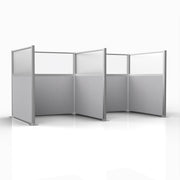 Officeflex Double (H or W-Shape) 6x6 Gray Smoke with Fluted Poly Window Silver Frame