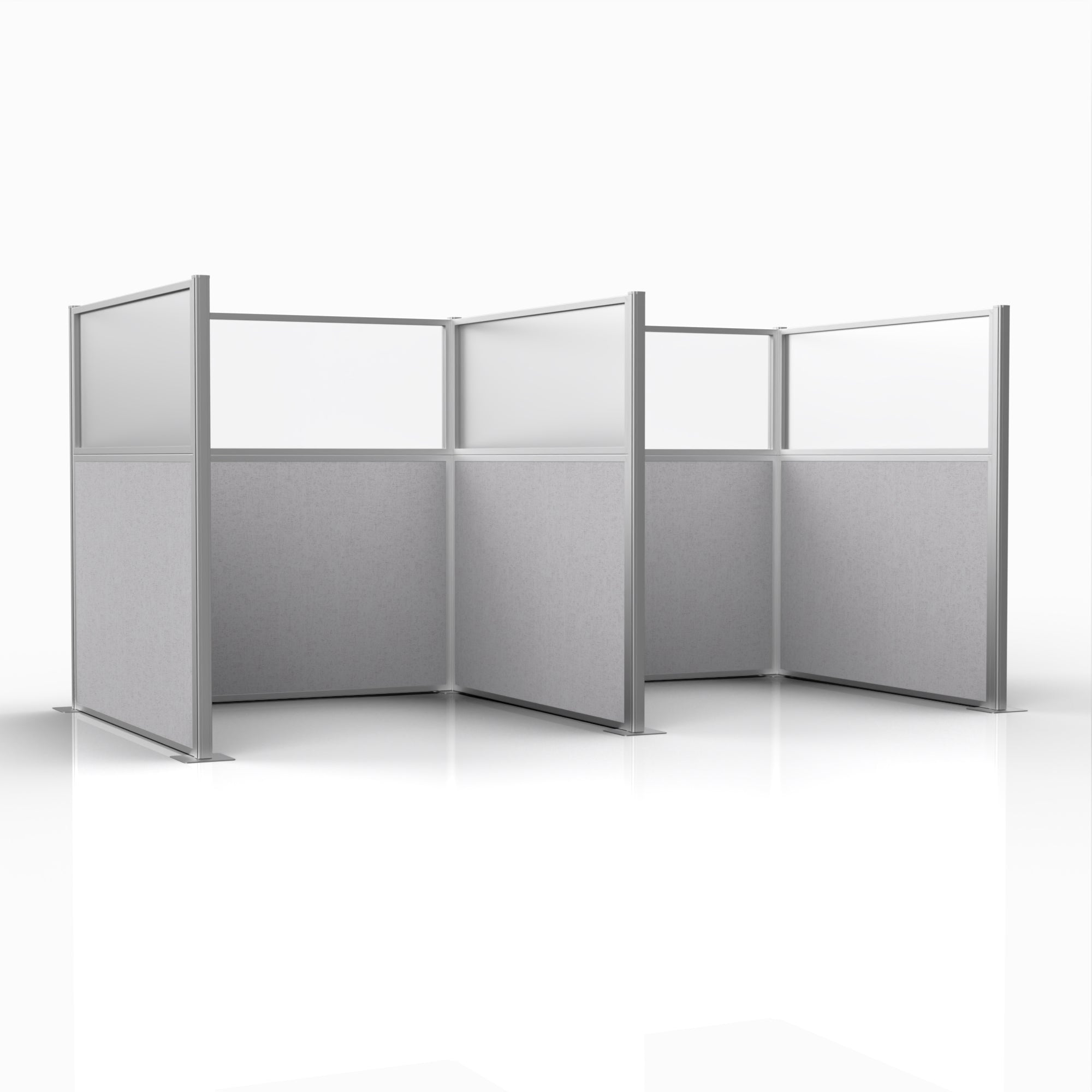 Officeflex Double (H or W-Shape) 6x6 Gray Smoke with Fluted Poly Window Silver Frame