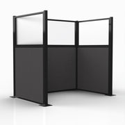 Officeflex Single (U-Shape) 6x4 Stone with Fluted Poly Window Black Frame