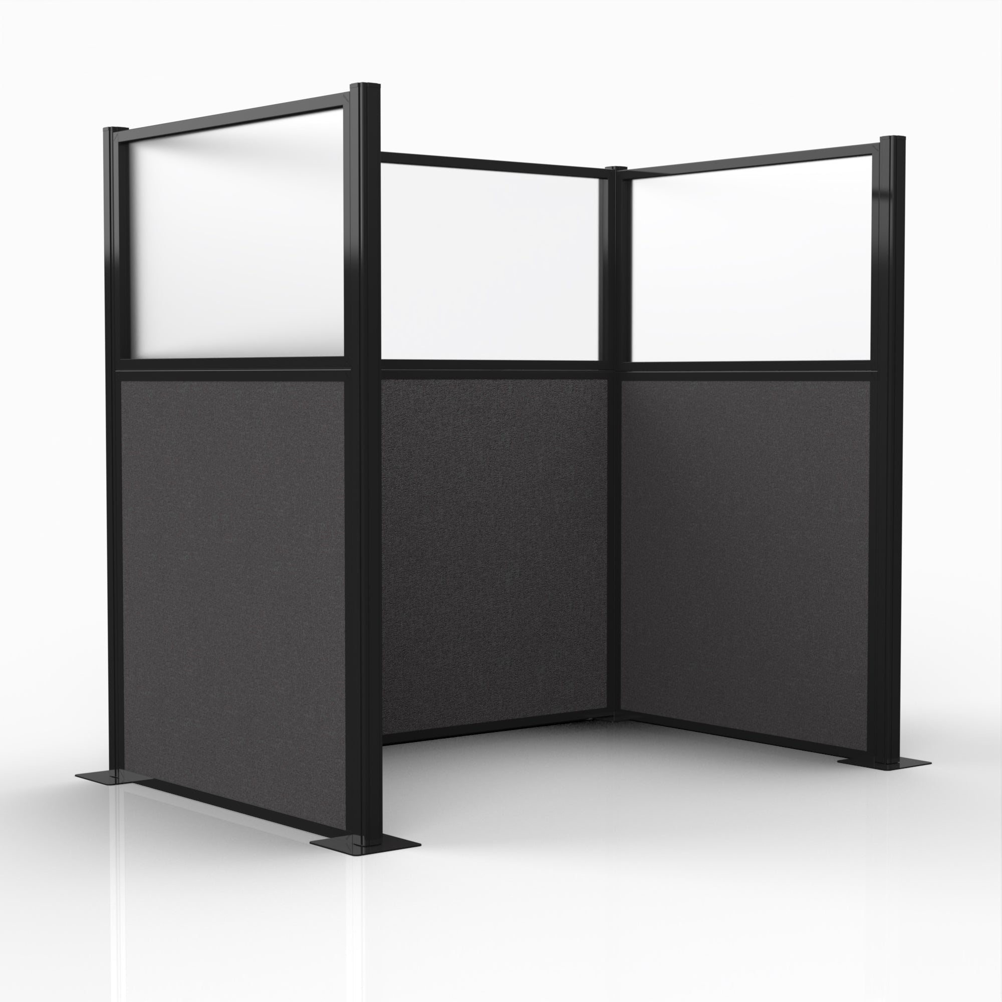 Officeflex Single (U-Shape) 6x4 Stone with Fluted Poly Window Black Frame
