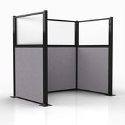 Officeflex Single (U-Shape) 6x4 Select Gray with Fluted Poly WIndow Black Frame
