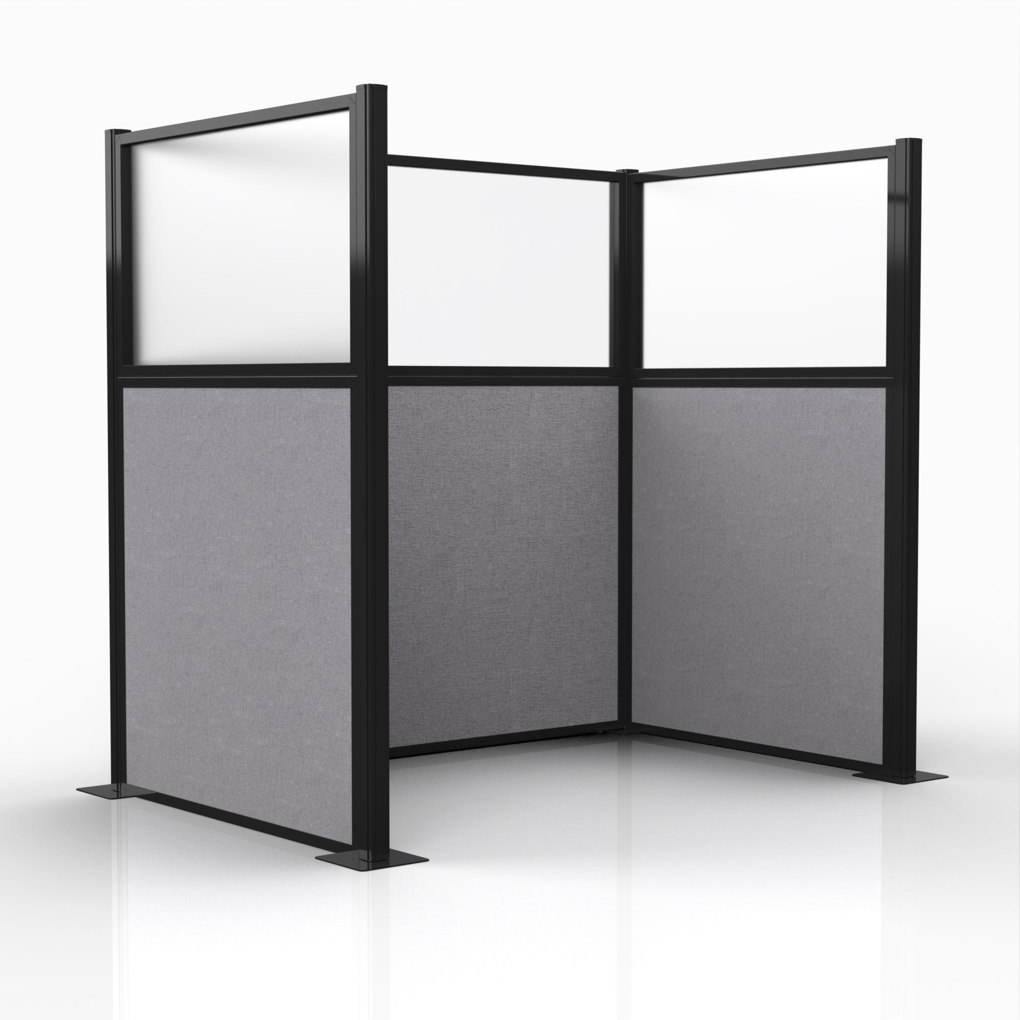 Officeflex Single (U-Shape) 6x4 Select Gray with Fluted Poly WIndow Black Frame