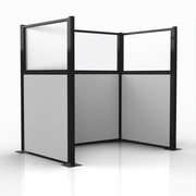Officeflex Single (U-Shape) 6x4 Gray Smoke with Fluted Poly Window Black Frame