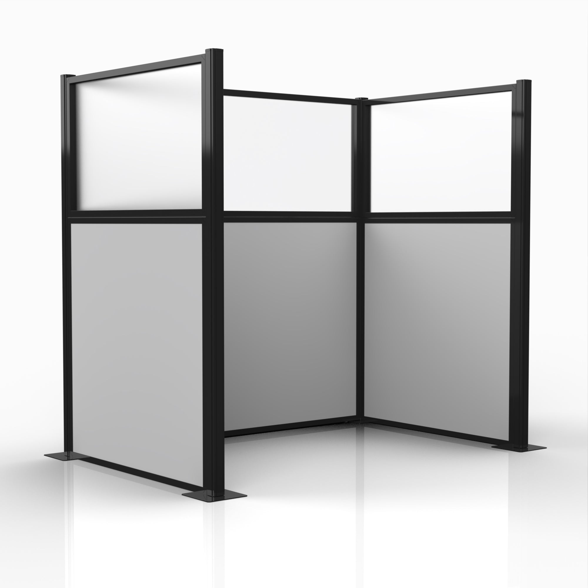 Officeflex Single (U-Shape) 6x4 Gray Smoke with Fluted Poly Window Black Frame