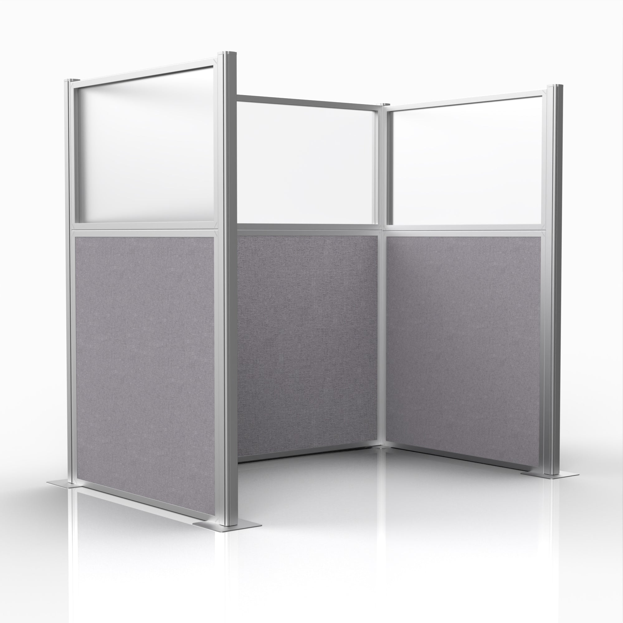 Officeflex Single (U-Shape) 6x4 Select Gray with Fluted Poly Window Silver Frame