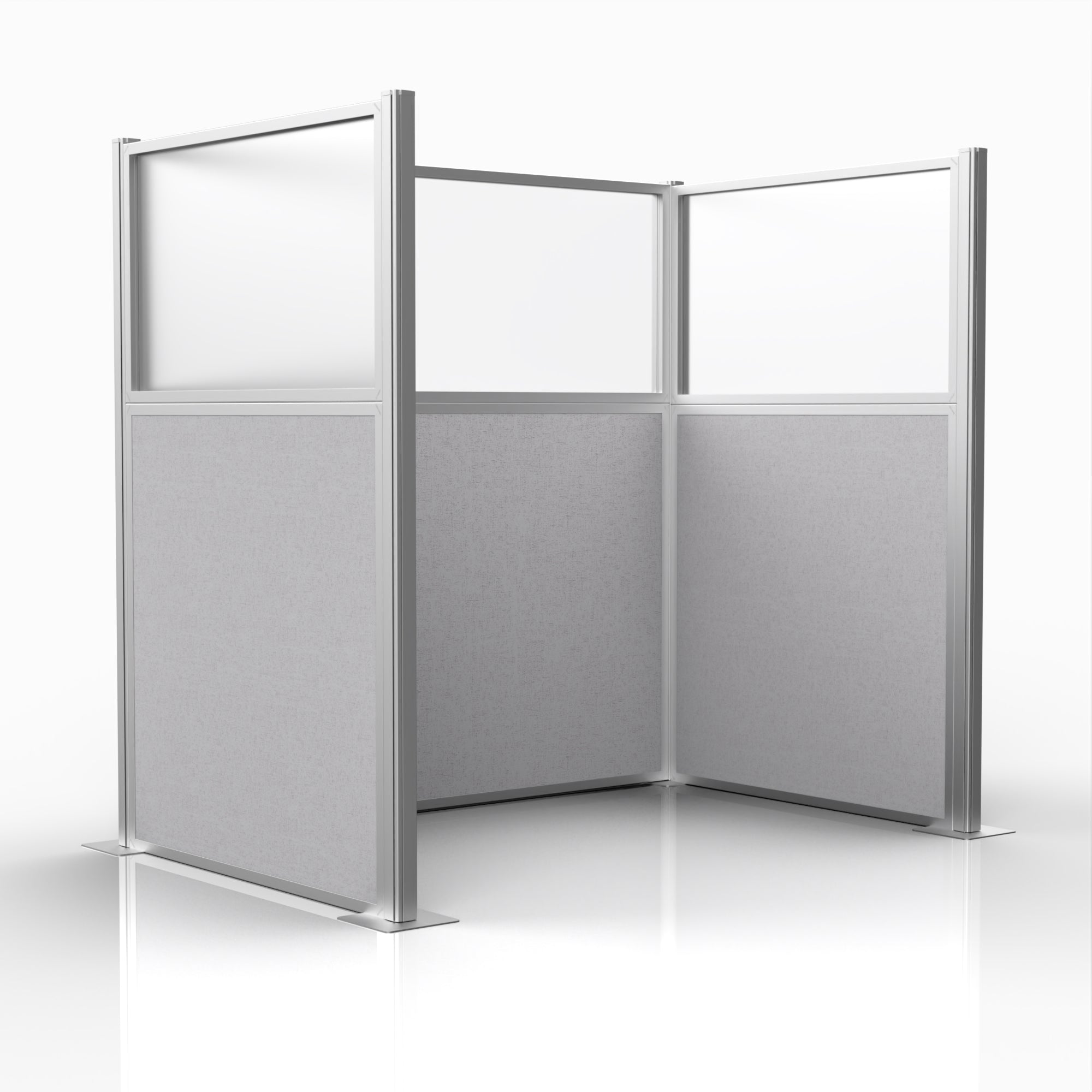 Officeflex Single (U-Shape) 6x4 Gray Smoke with Fluted Poly Window Silver Frame