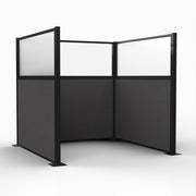 Officeflex Single (U-Shape) 6x6 Stone with Fluted Poly Window Black Frame