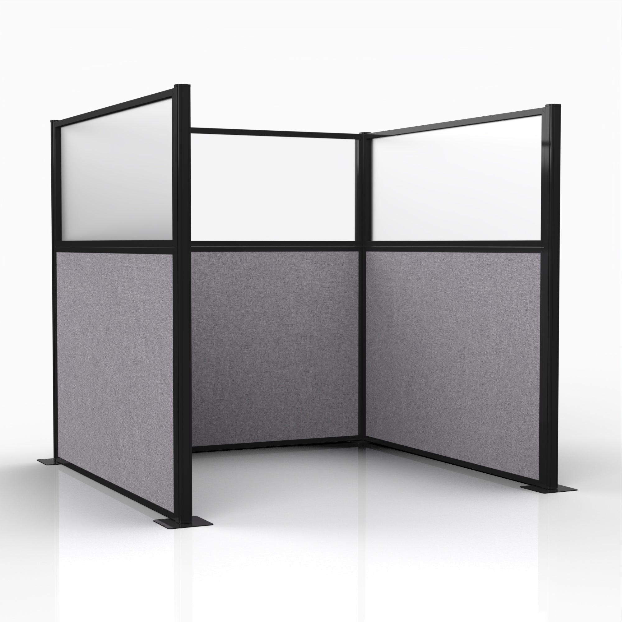 Officeflex Single (U-Shape) 6x6 Select Gray with Fluted Poly Window Black Frame