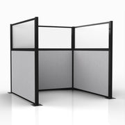 Officeflex Single (U-Shape) 6x6 Gray Smoke with Fluted Poly Window Black Frame