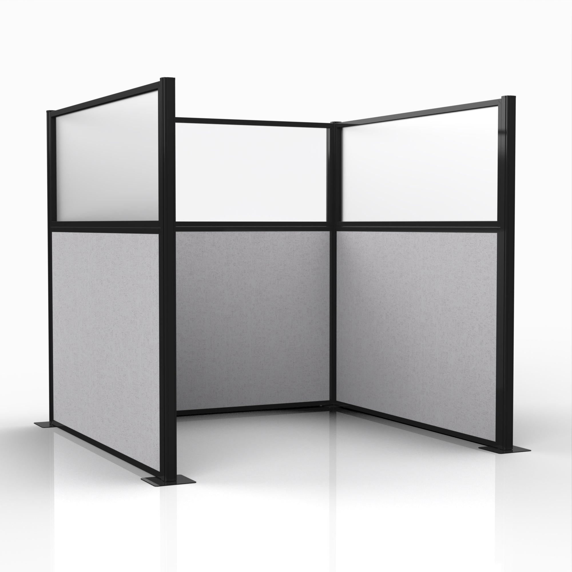 Officeflex Single (U-Shape) 6x6 Gray Smoke with Fluted Poly Window Black Frame