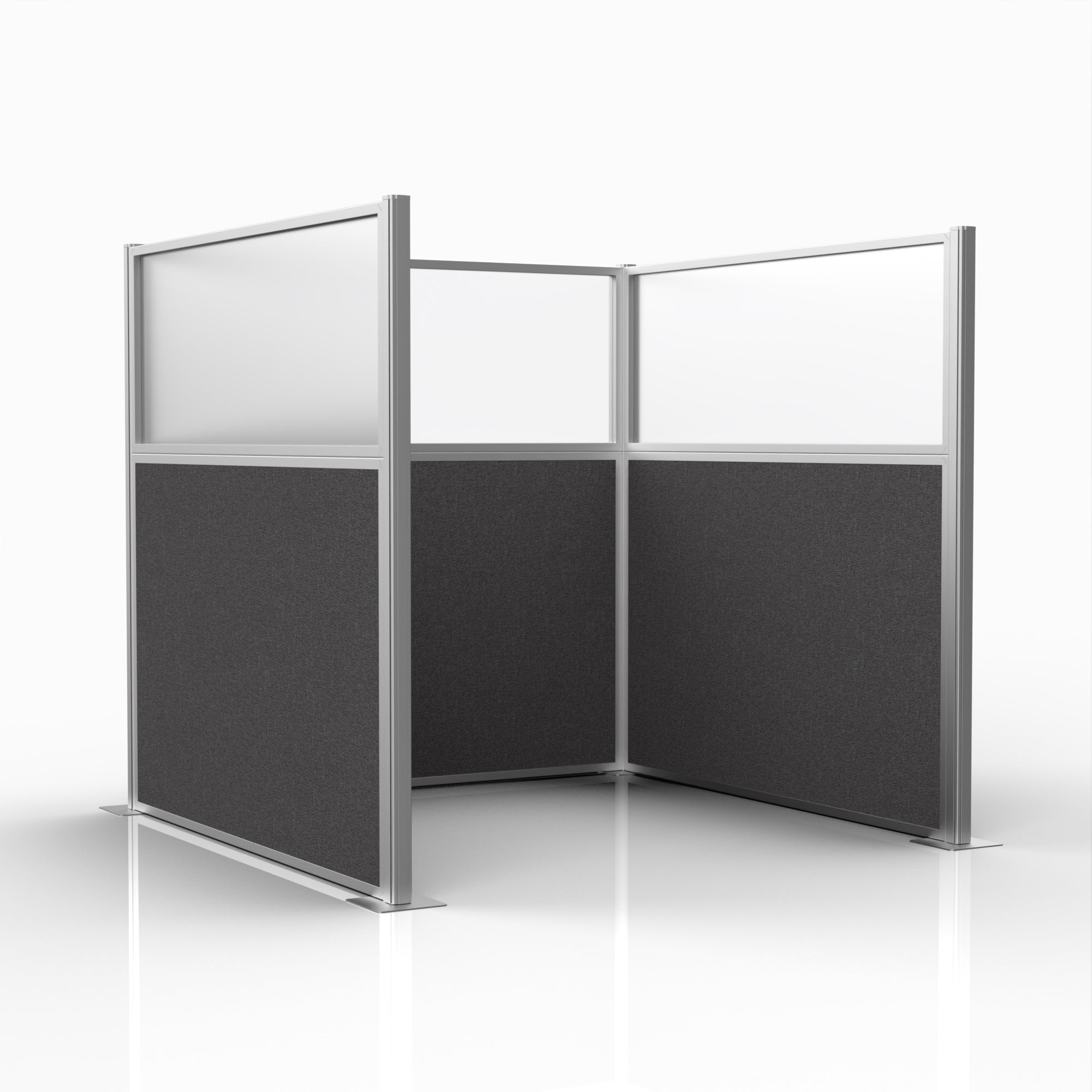 Officeflex Single (U-Shape) 6x6 Stone with Fluted Poly Window Silver Frame