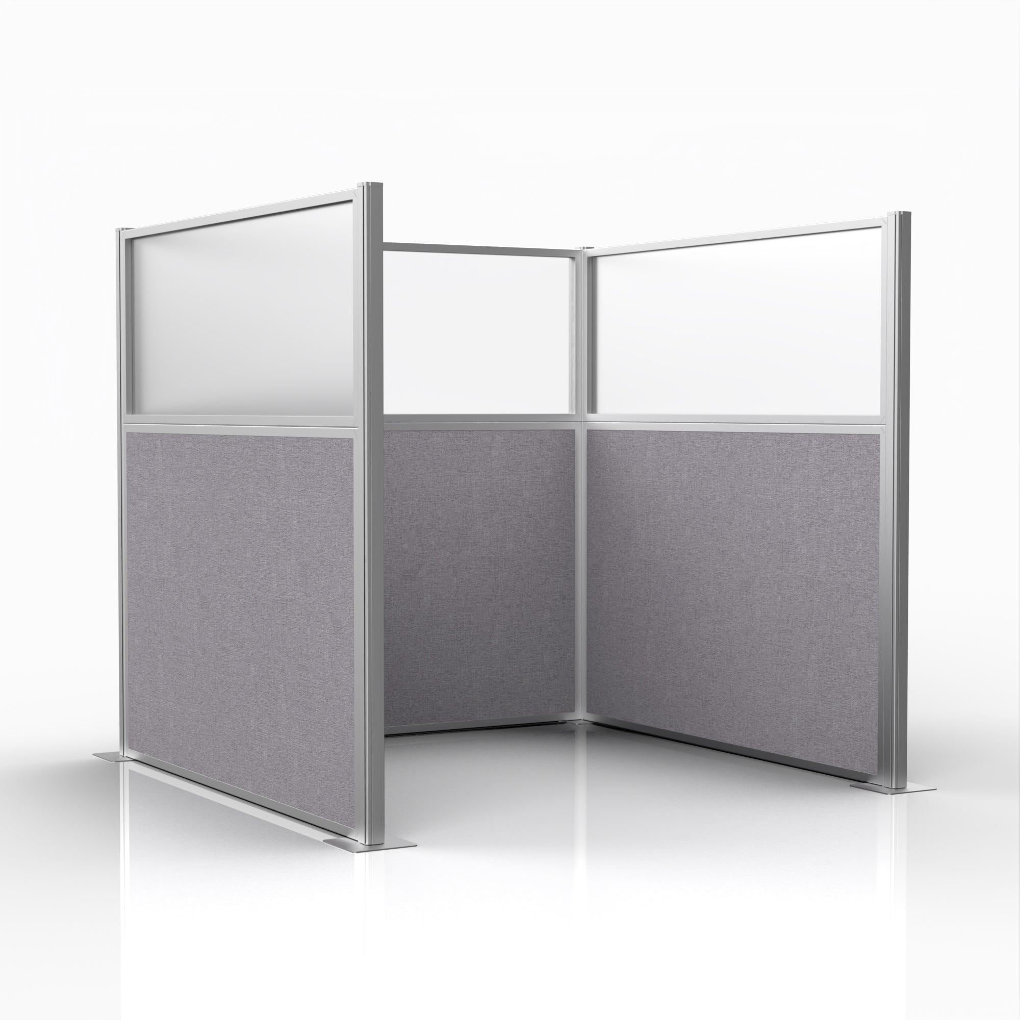Officeflex Single (U-Shape) 6x6 Select Gray with Fluted Poly Window Silver Frame