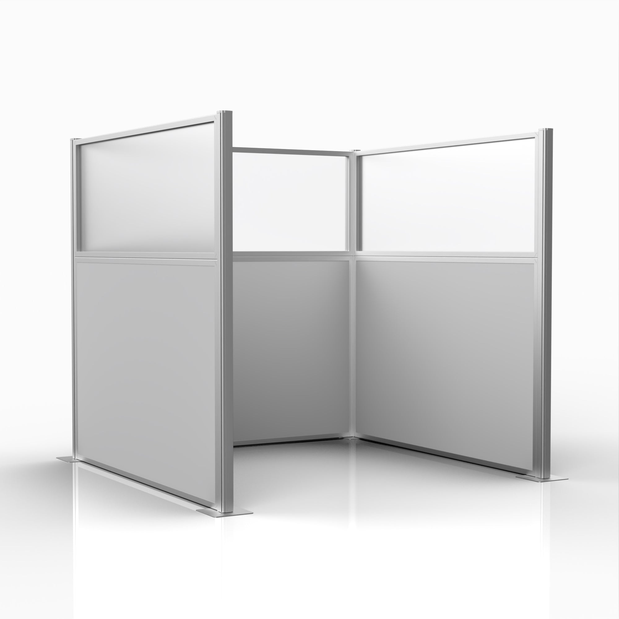 Officeflex Single (U-Shape) 6x6 Gray Smoke with Fluted Poly Window Silver Frame