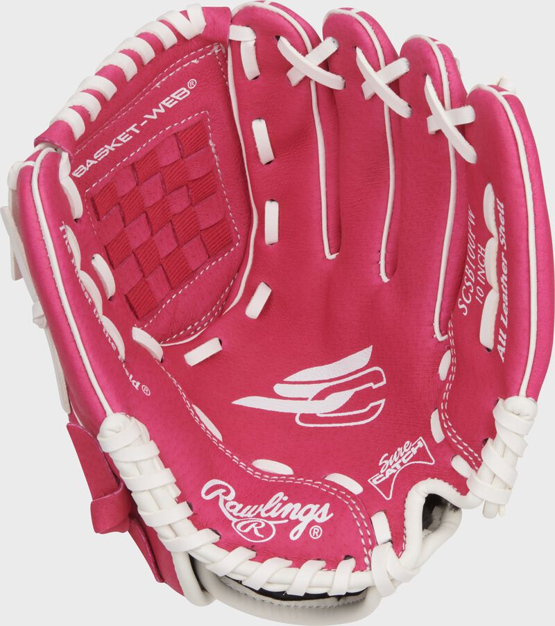 Rawlings Sure Catch Youth Series 10-Inch Softball Glove - Right Hand Thrower - Pink/White