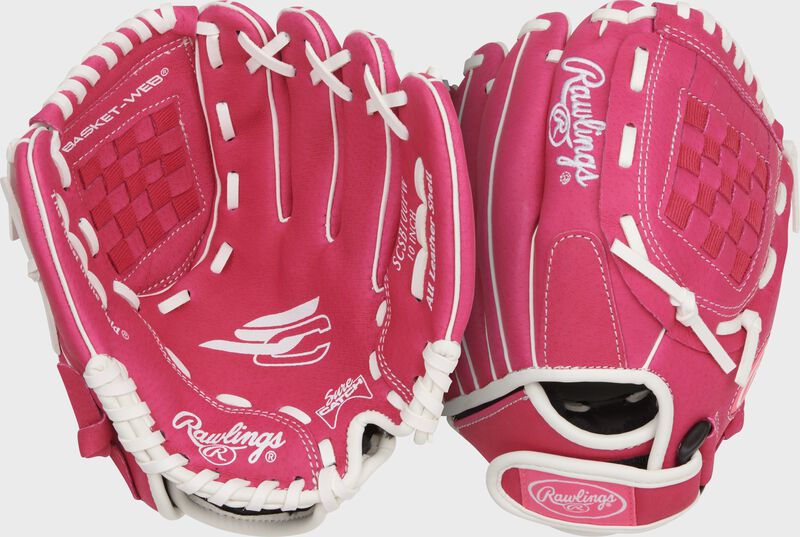 Rawlings Sure Catch Youth Series 10-Inch Softball Glove - Right Hand Thrower - Pink/White