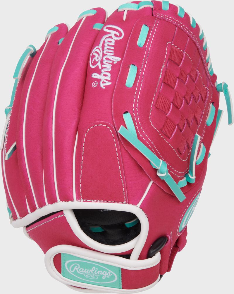 Rawlings Sure Catch Youth Series 10.5-Inch Softball Glove - Right Hand Thrower - Pink/Mint