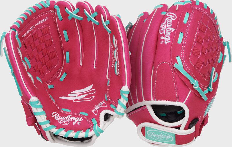 Rawlings Sure Catch Youth Series 10.5-Inch Softball Glove - Right Hand Thrower - Pink/Mint
